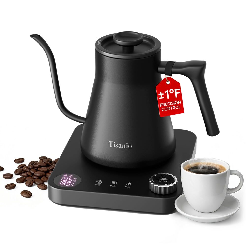 Gooseneck Electric Kettle for Pour Over Coffee, ±1°F Temperature Control